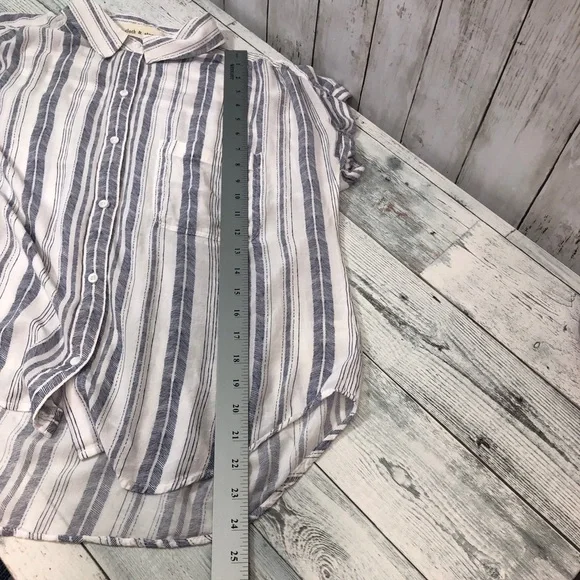 Cloth & Stone Button Up Cuffed Cap Sleeve Collar Top Large - Picture 9 of 9